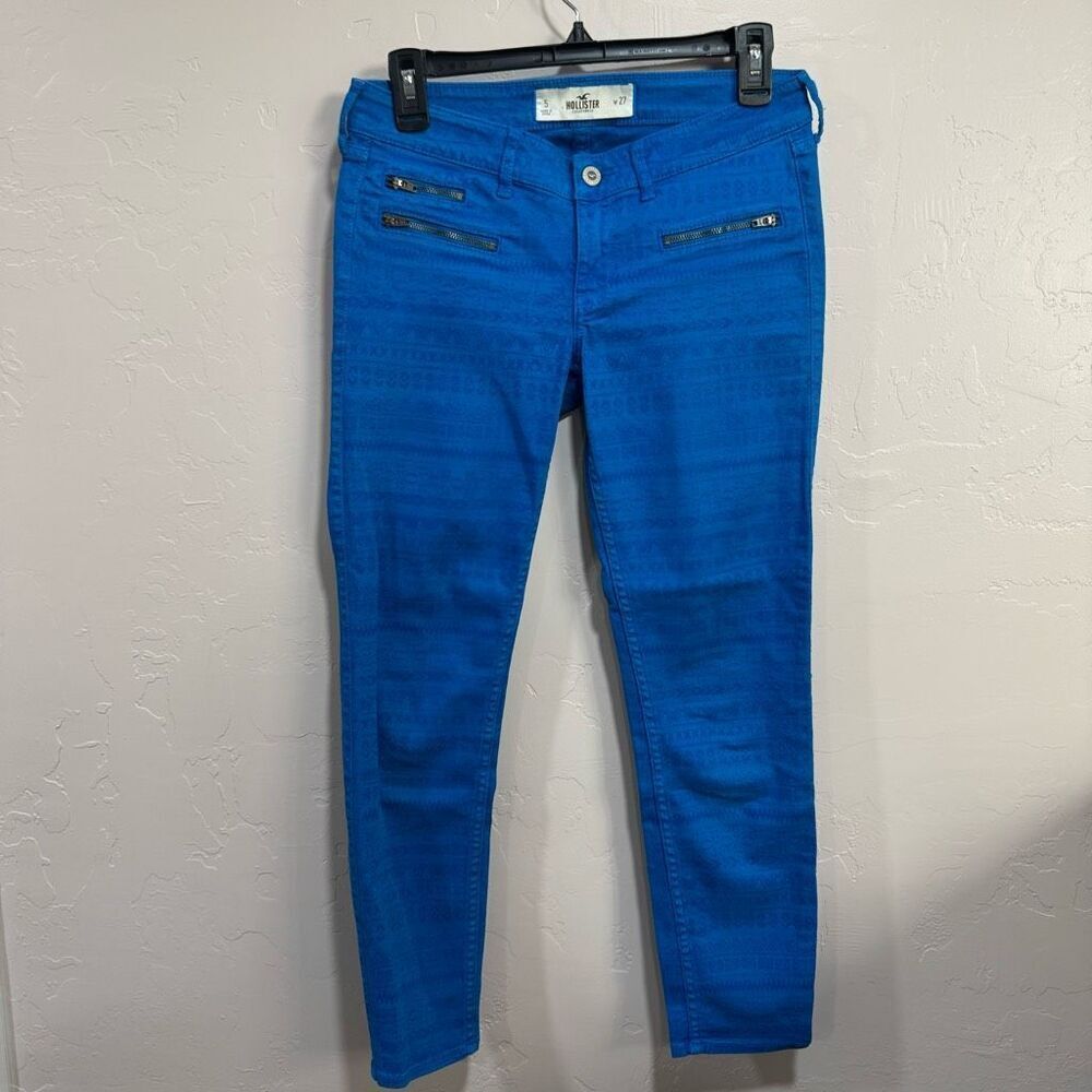 Hollister Cobalt Blue Printed Skinny Capri's